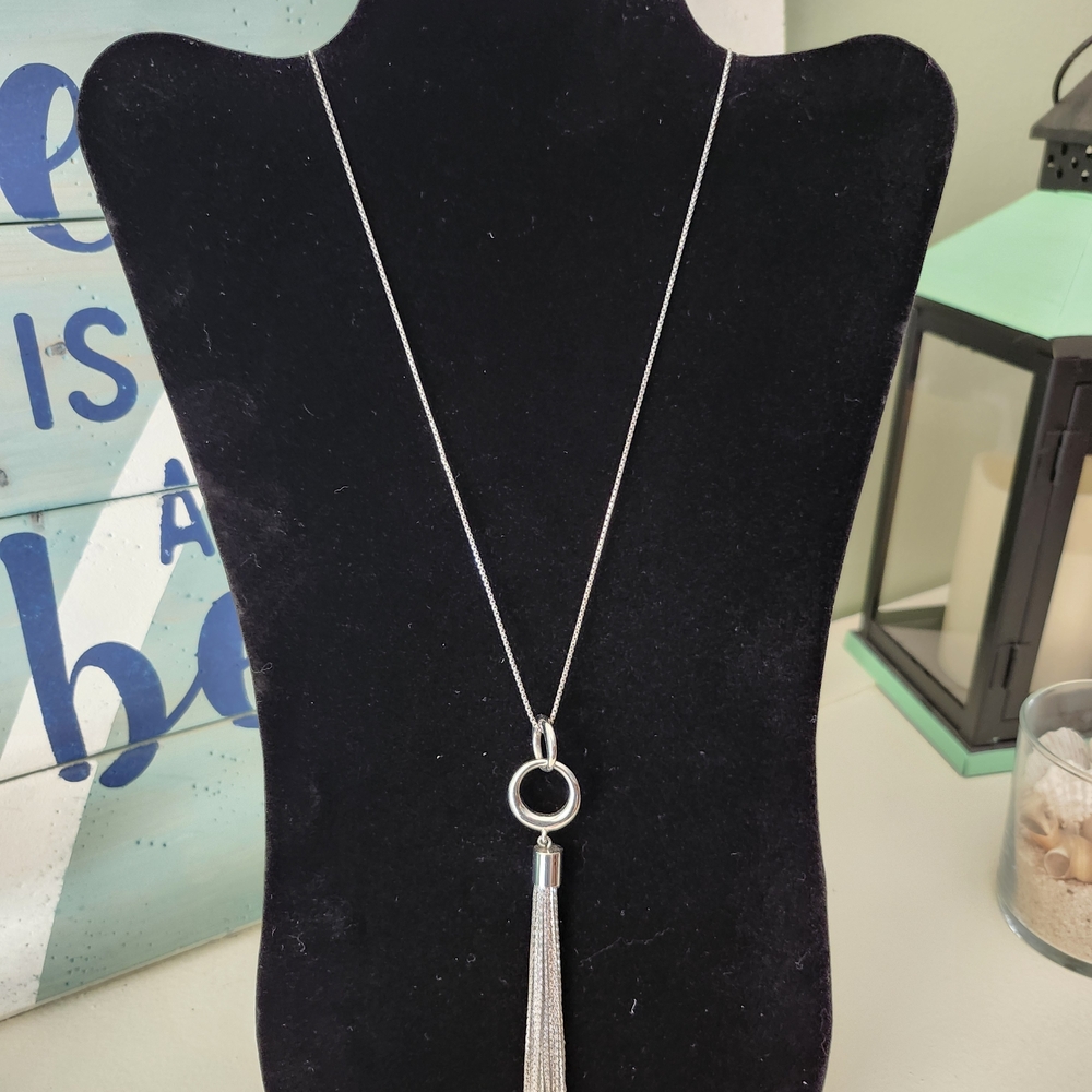 LOFT Silver Tassel Necklace